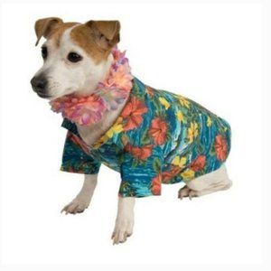 Hawaiian Luau Pet Dog Cat Shirt and Lei necklace Costume outfit size medium nwt